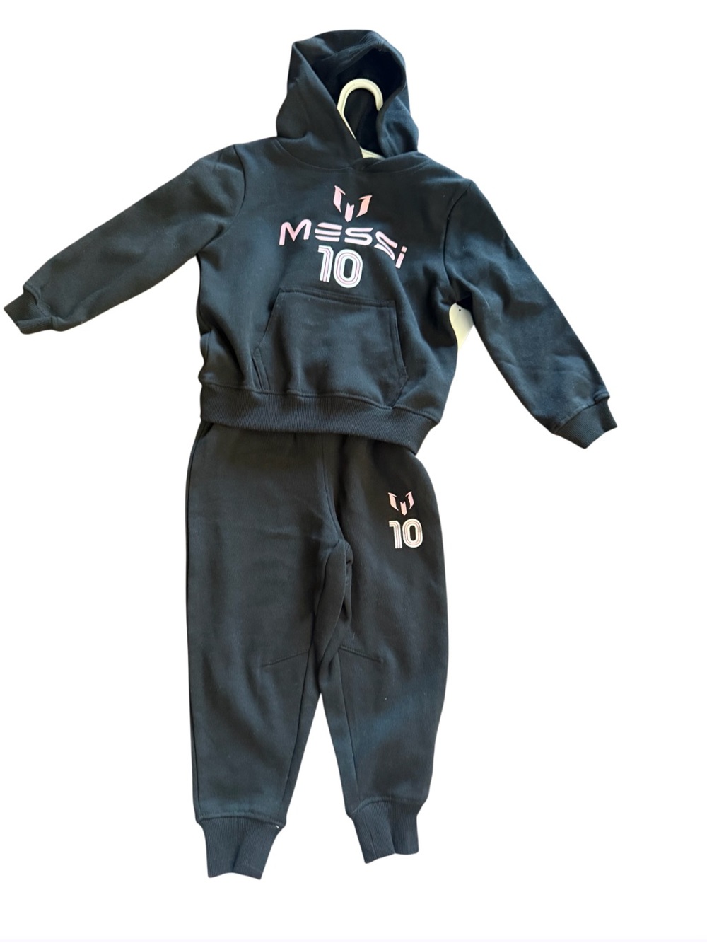 Lionel MESSI 10 Black Kids Hoodie & Sweatpants Set with Pink LogoSize 2T NWT - Picture 7 of 11